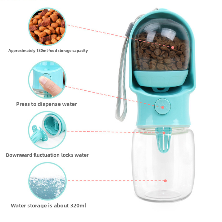 Portable Dog Water Bottle with Food Container