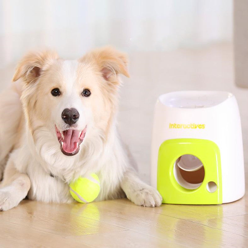 Interactive Dog Tennis Ball Launcher &amp; Treat Dispenser