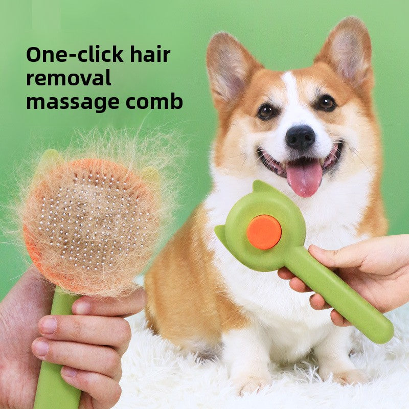 Self-Cleaning Pet Grooming Comb — Cat & Dog Deshedding Brush